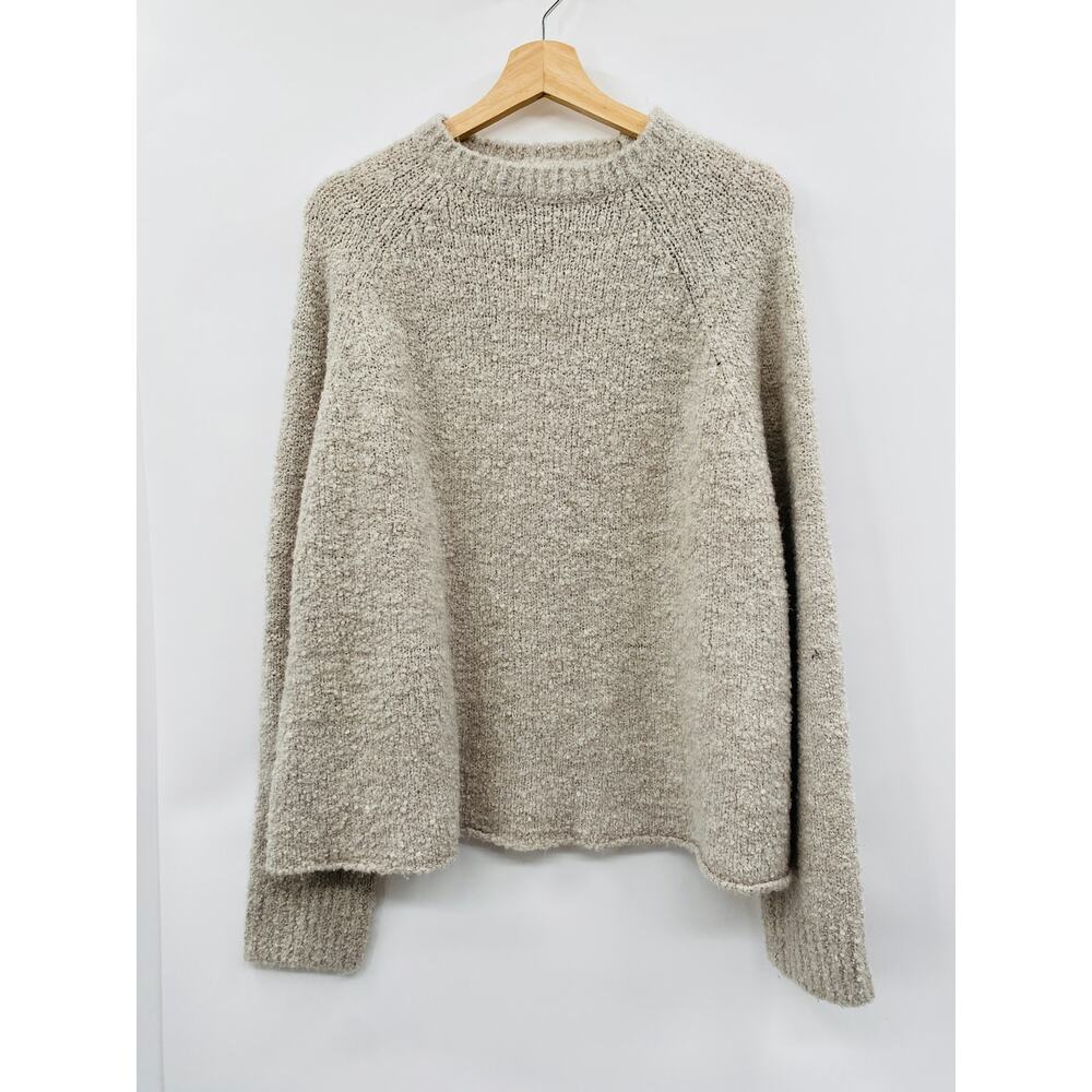 natural life light grey boucle knit sweater